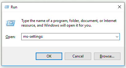 type ms-settings: to open Settings