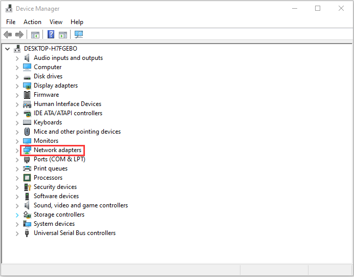 navigate to Network adapters