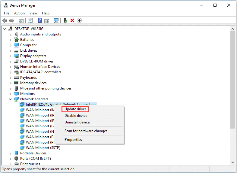 update network adapter driver