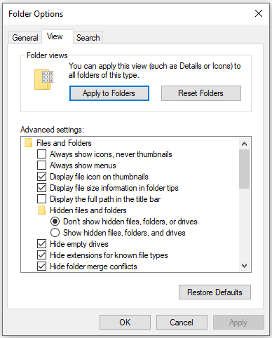 select Apply to Folders