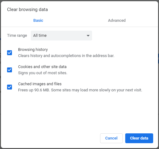clear browsing data of Chrome