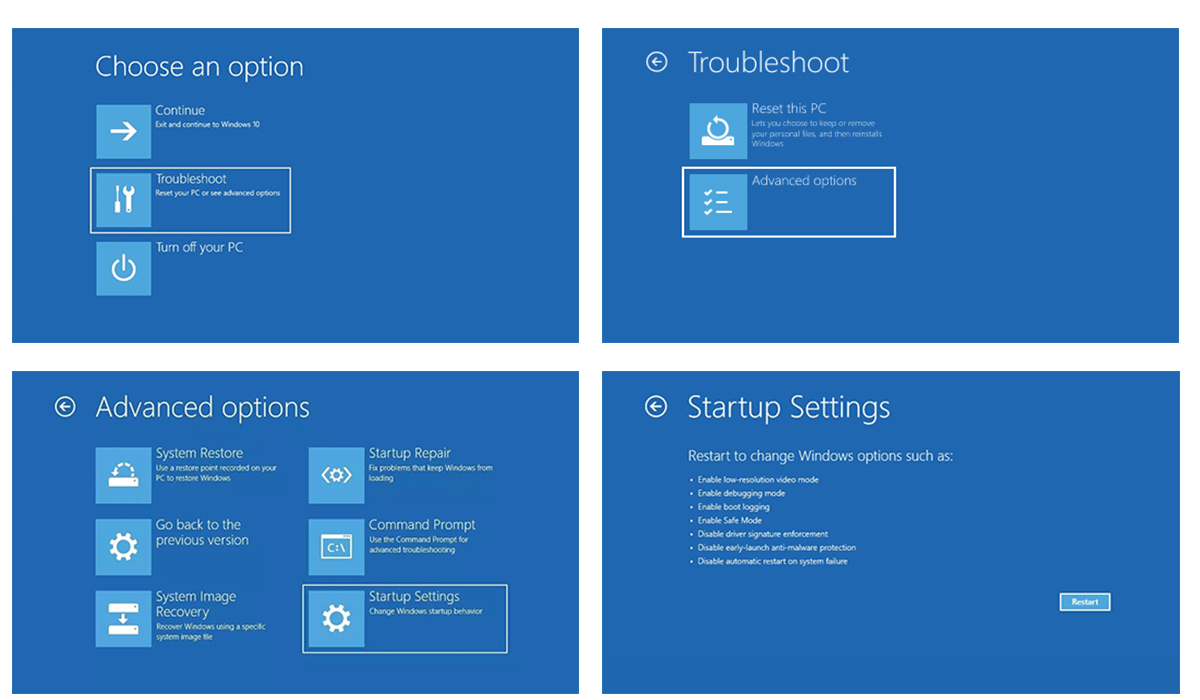Windows Advanced startup options