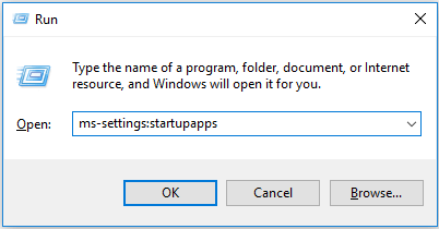 type the command and click OK to continue