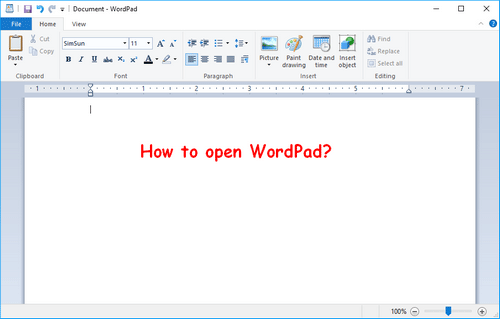 how to open WordPad