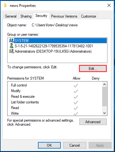 click Edit to continue