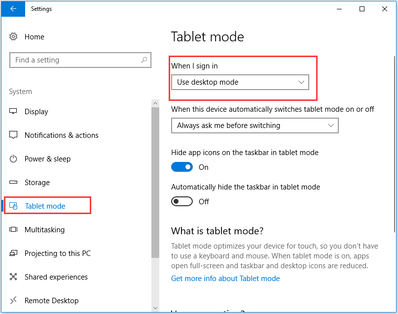 choose Use Desktop mode to continue