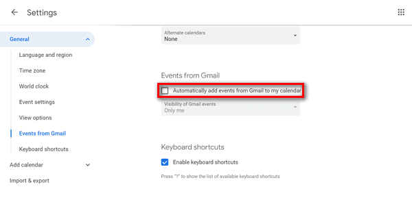 Automatically add events from Gmail to my calendar
