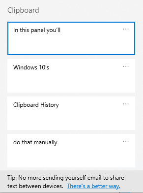 Clipboard panel