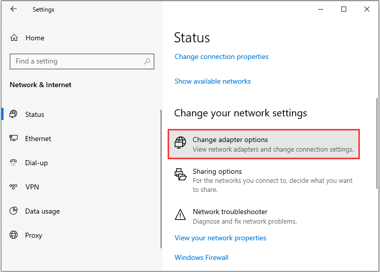 click Change adapter options