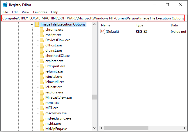 find Image File Execution Options