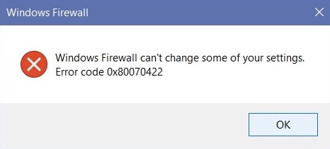 error code 0x80070422