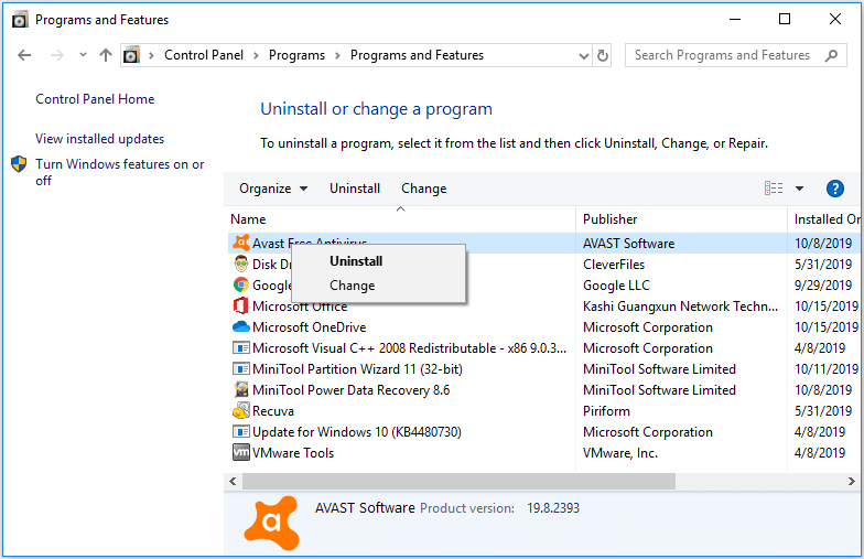 perform Avast Repair