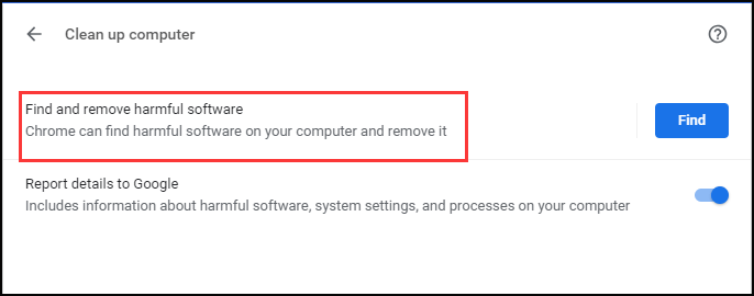 choose Find and remove harmful software