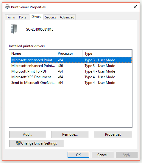 delete the printer in Print server properties