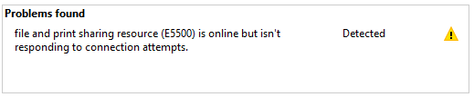 file and print sharing resource is online but isn’t responding to connection attempts 