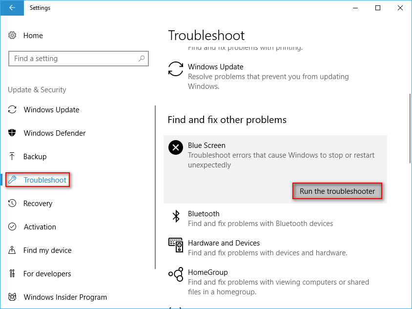 Run the troubleshooter