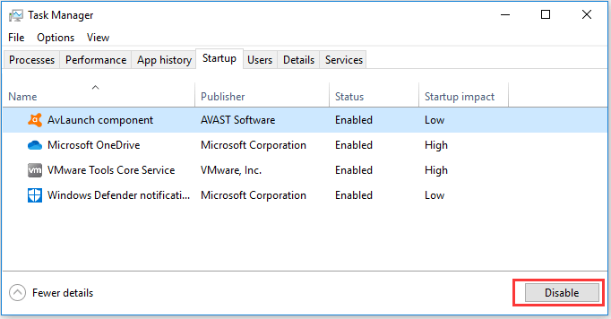 disable programs from Windows startup