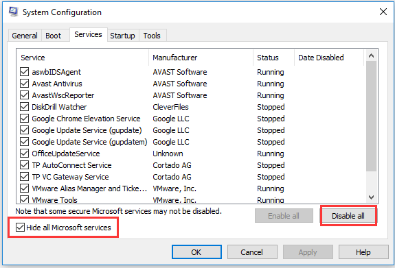 reduce background processes via System Configuration