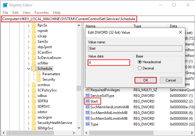 change the Value data to 4