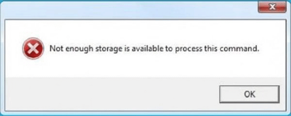 not enough space is available to process this command