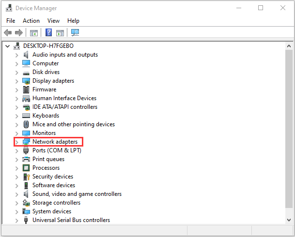 navigate to Network adapters