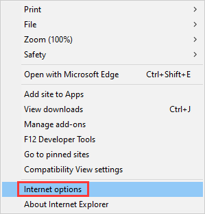 click Internet options on the Tools menu