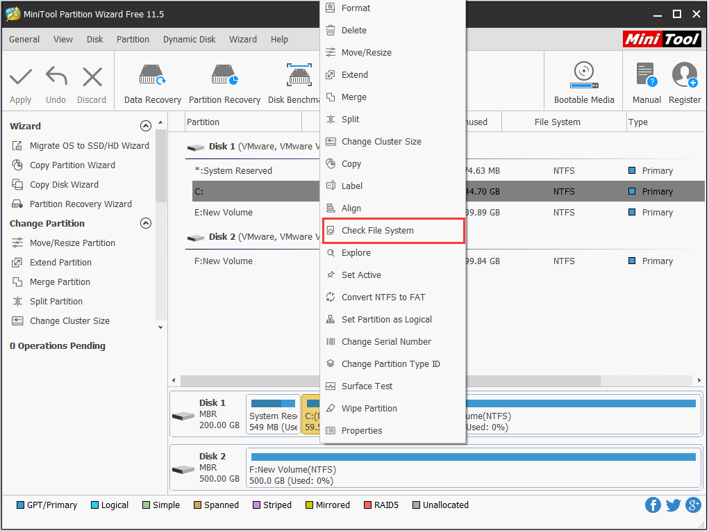 choose Check File System to continue