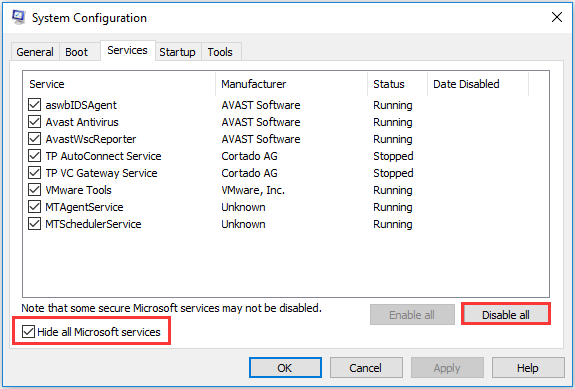 check the option and click Disable all 