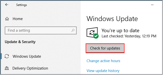 choose Check for updates to continue