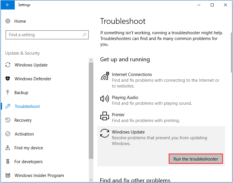 choose Troubleshooter
