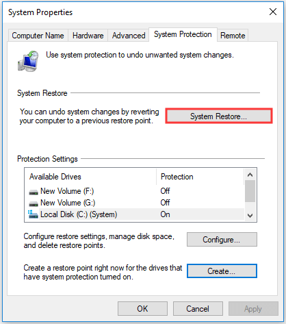 choose System Restore to continue