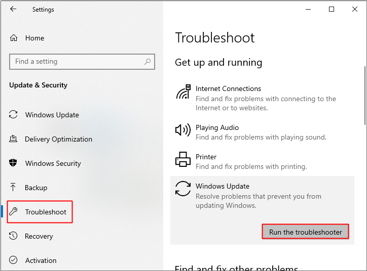 click Run the troubleshoot