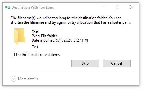 Destination Path Too Long