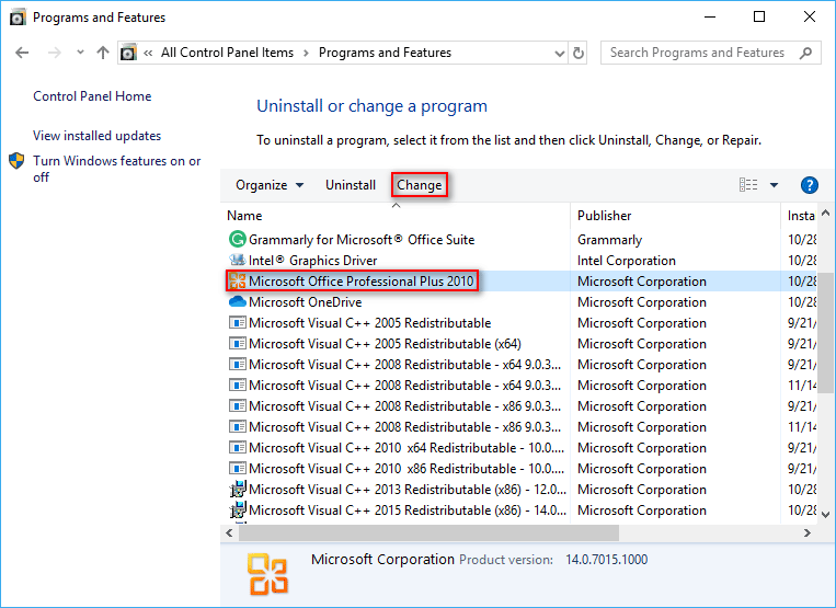 Programs and Features