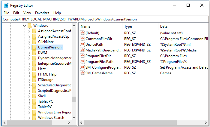 HKEY_LOCAL_MACHINE Windows registry key