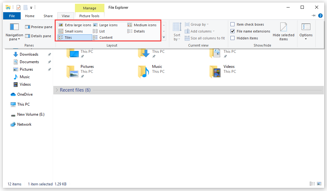 change file icon size on Windows 10