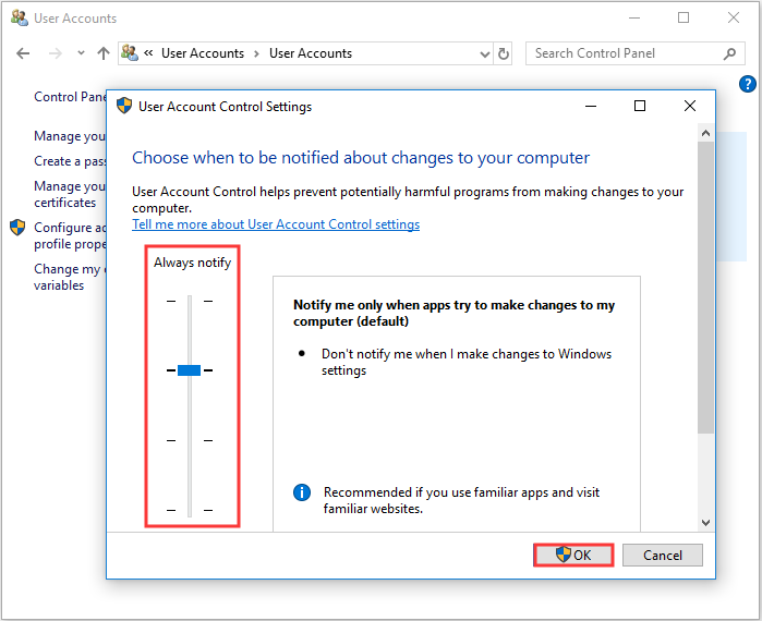 change User Account Control settings