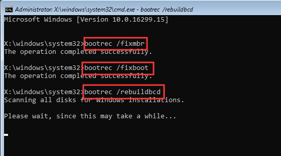 input the commands