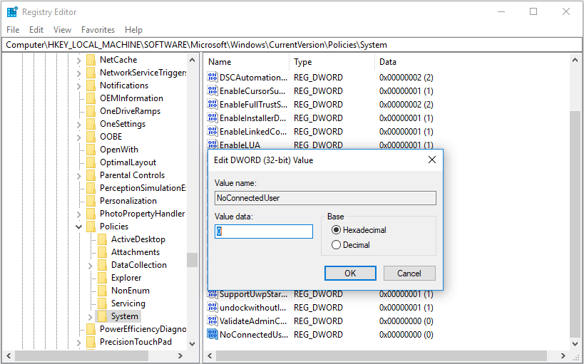 change value data to 0
