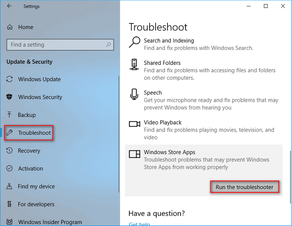 Run the Troubleshooter