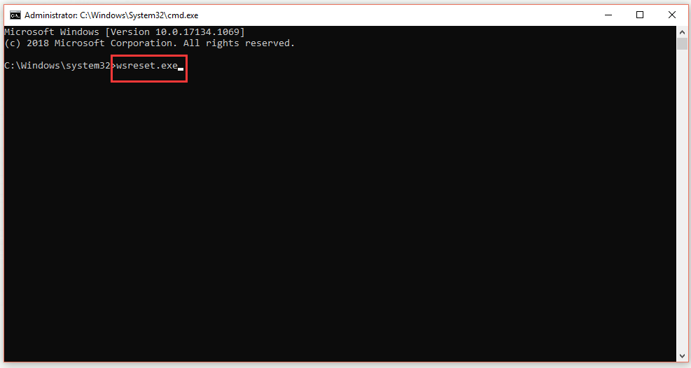 reset the Windows Store cache via CMD