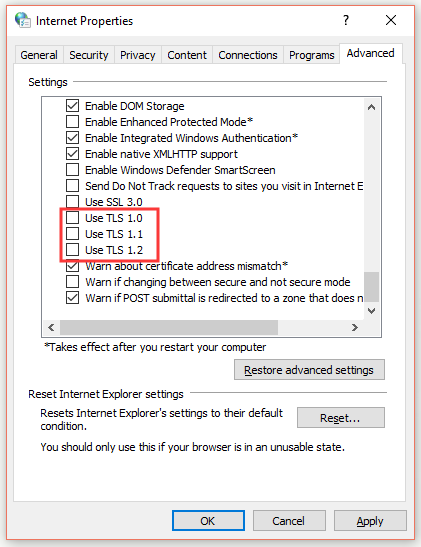 disable TLS