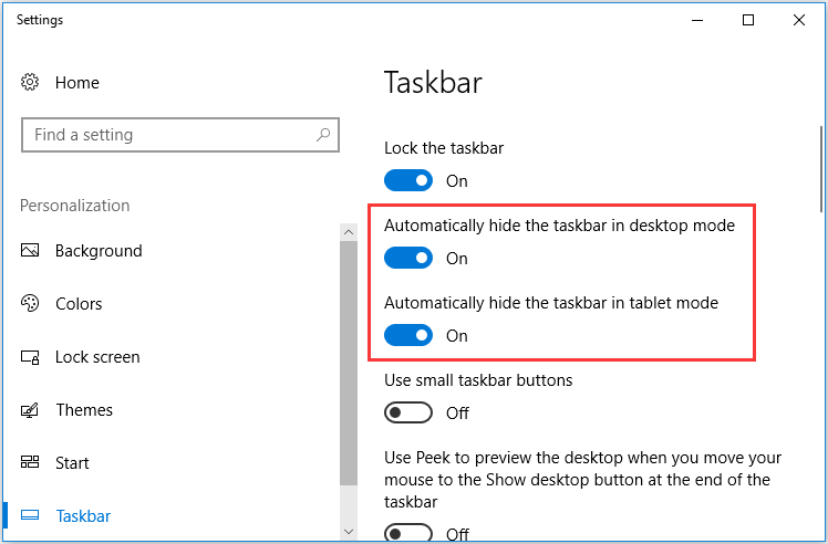 tweak the options to on