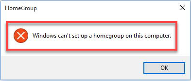 Windows cant set up a homegroup on this computer