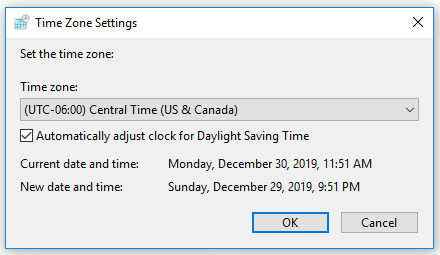 set the correct time zone