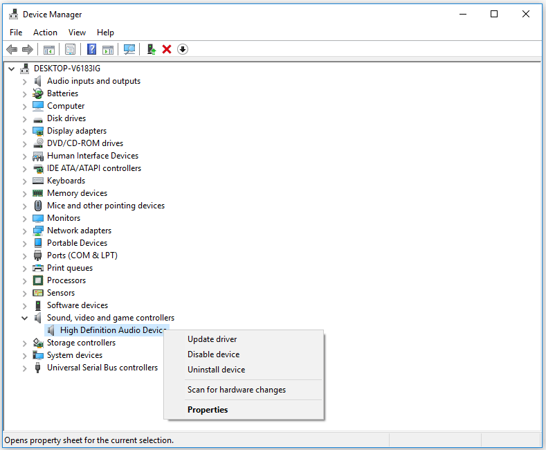 update audio device driver