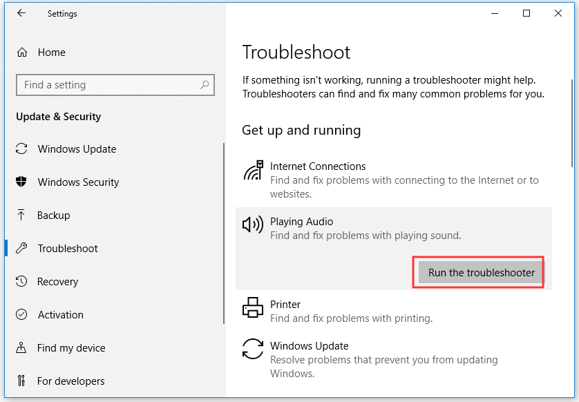 troubleshoot audio playback problems