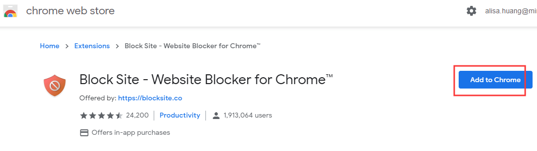install Block Site Chrome extension