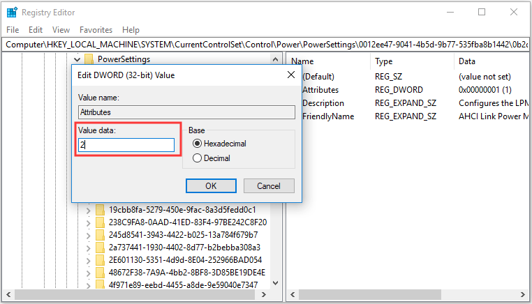 change value data to 2