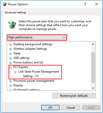 change power plan to high performance